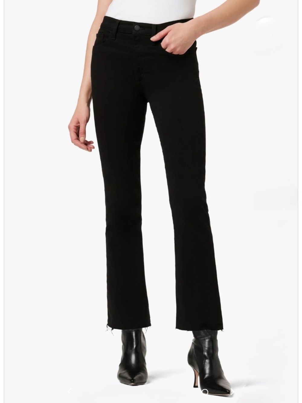 Joe’s Jeans The Callie size 28 High Rise 26.5” inseam Crop Bootcut Raw Hem Black